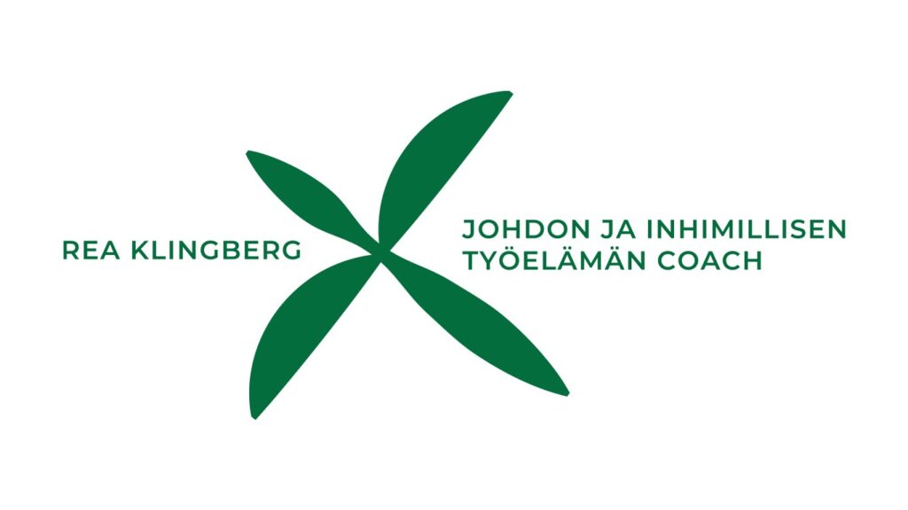 Logo ja teksti Rea Klingberg, johdon ja inhimillisen työelämän coach