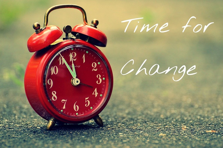 Herätyskello ja teksti: Time for change